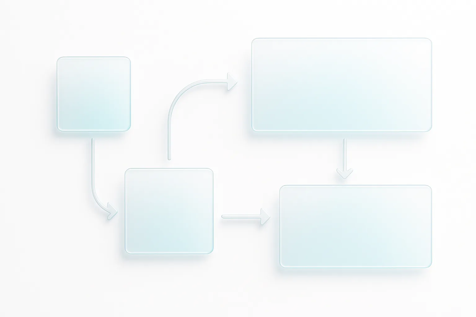 Virtual meeting production workflow with frosted glass elements and soft azure gradient