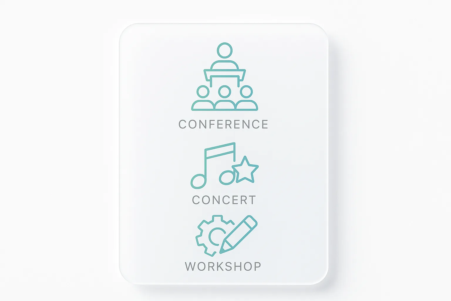 Event types represented with gradient design elements