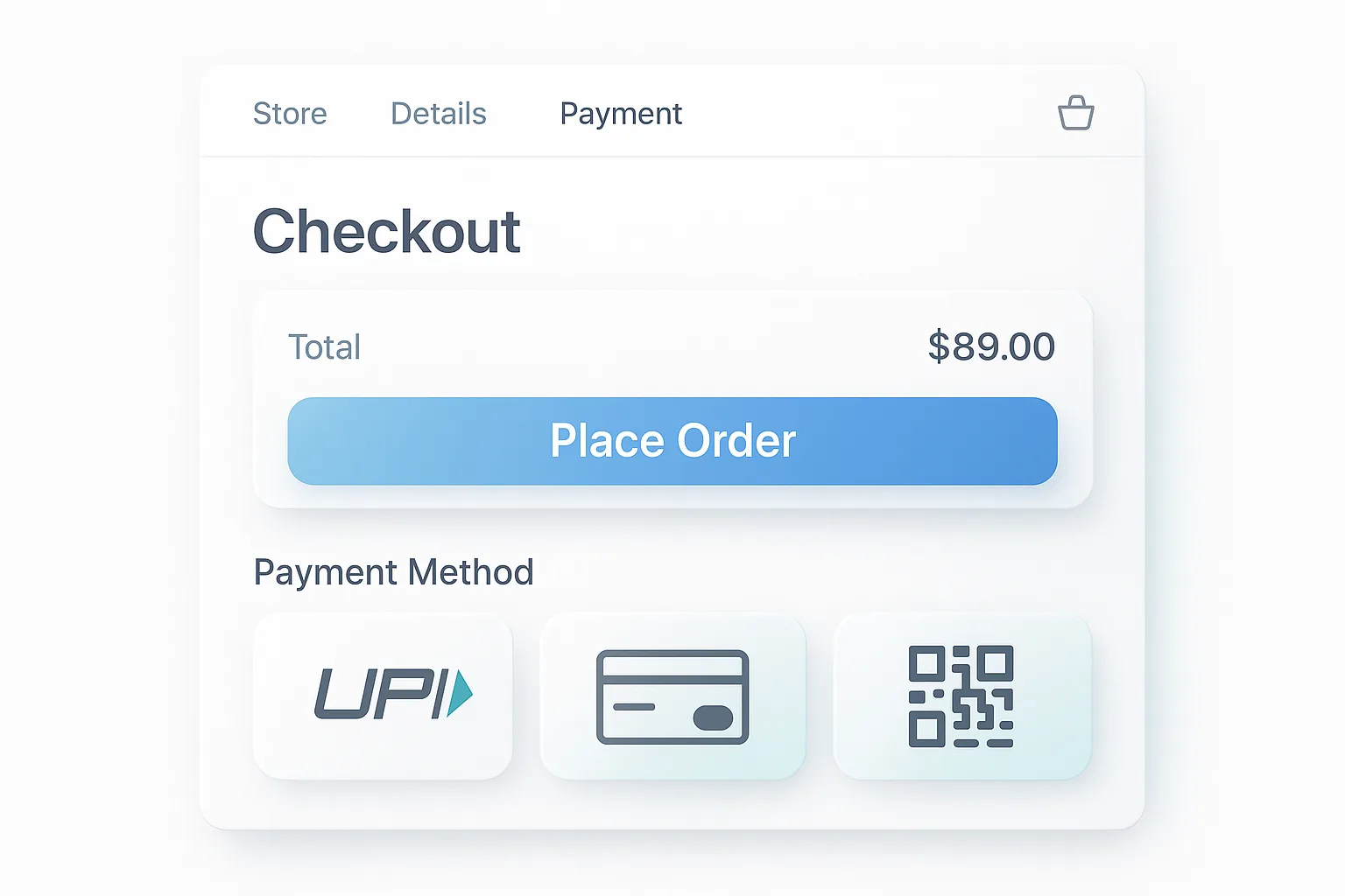 E-commerce transaction flow with payment options