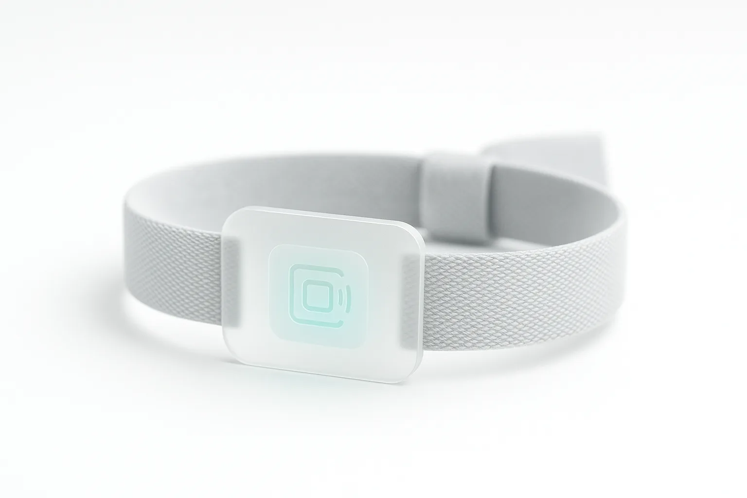 RFID wristband with encrypted chip technology in premium tech aesthetic