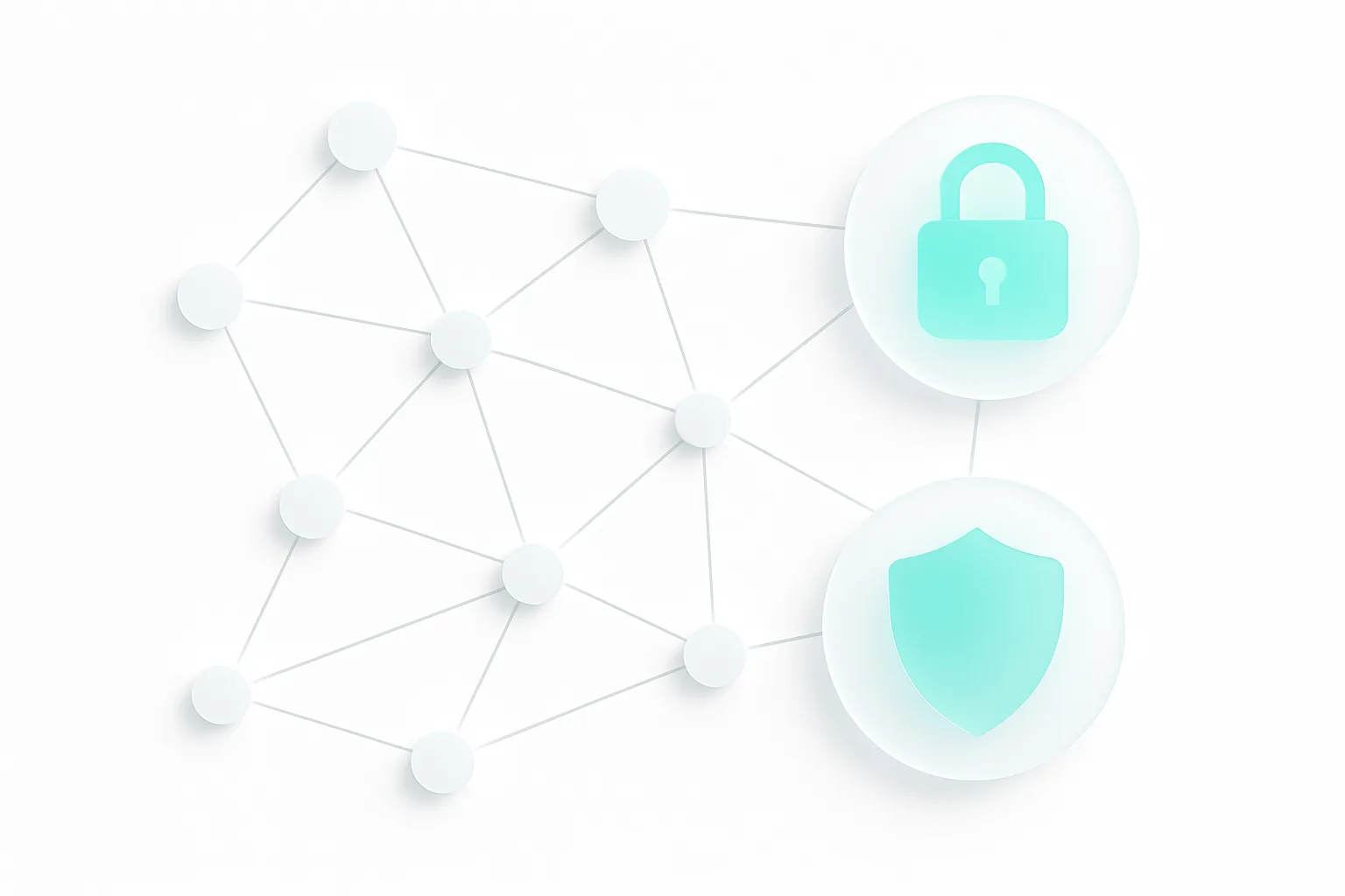 Abstract illustration of trust verification flow with interconnected nodes and security checksmarks